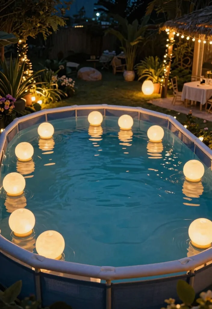 Magical Above Ground Pool Lighting Ideas for Night Swims 3. Lanterns and Globes 0