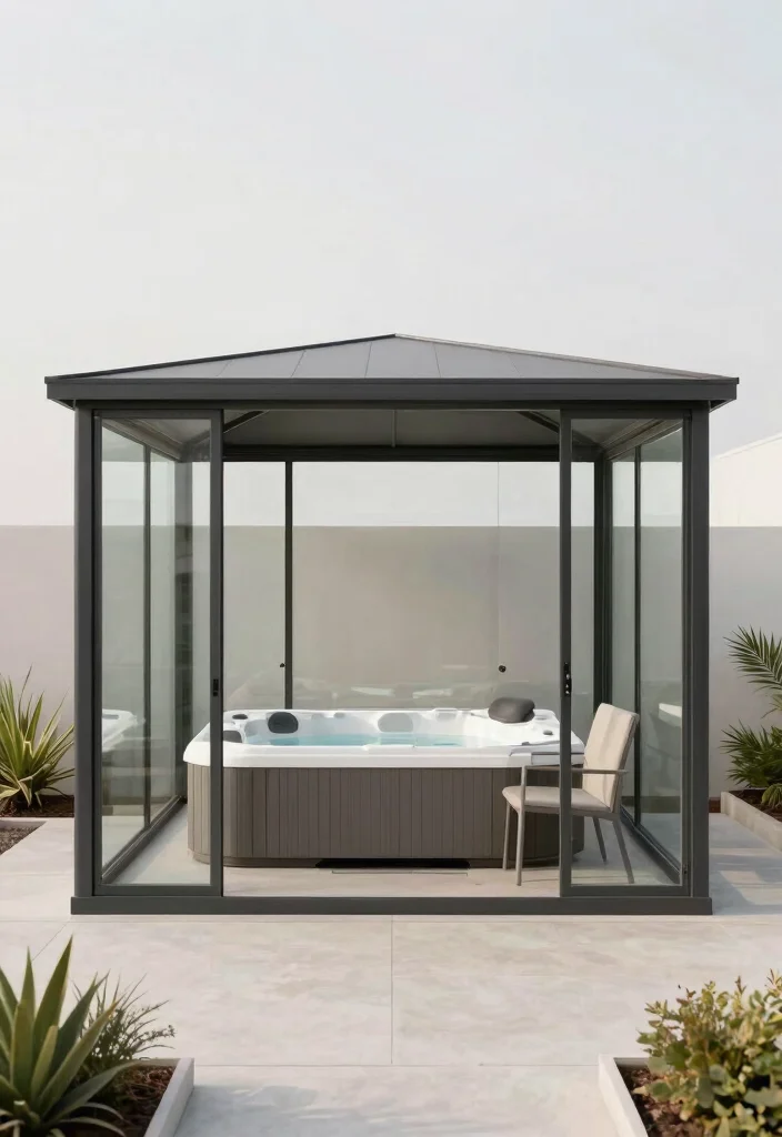 8 Sturdy Hot Tub Gazebo Ideas for Ultimate Shelter 2. Modern Minimalist Gazebo